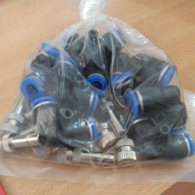 Mist Nozzle 0.3mm Fogger Head Misting Sprayer Air Spray Slip Lock Tee 6mm Pneumatic