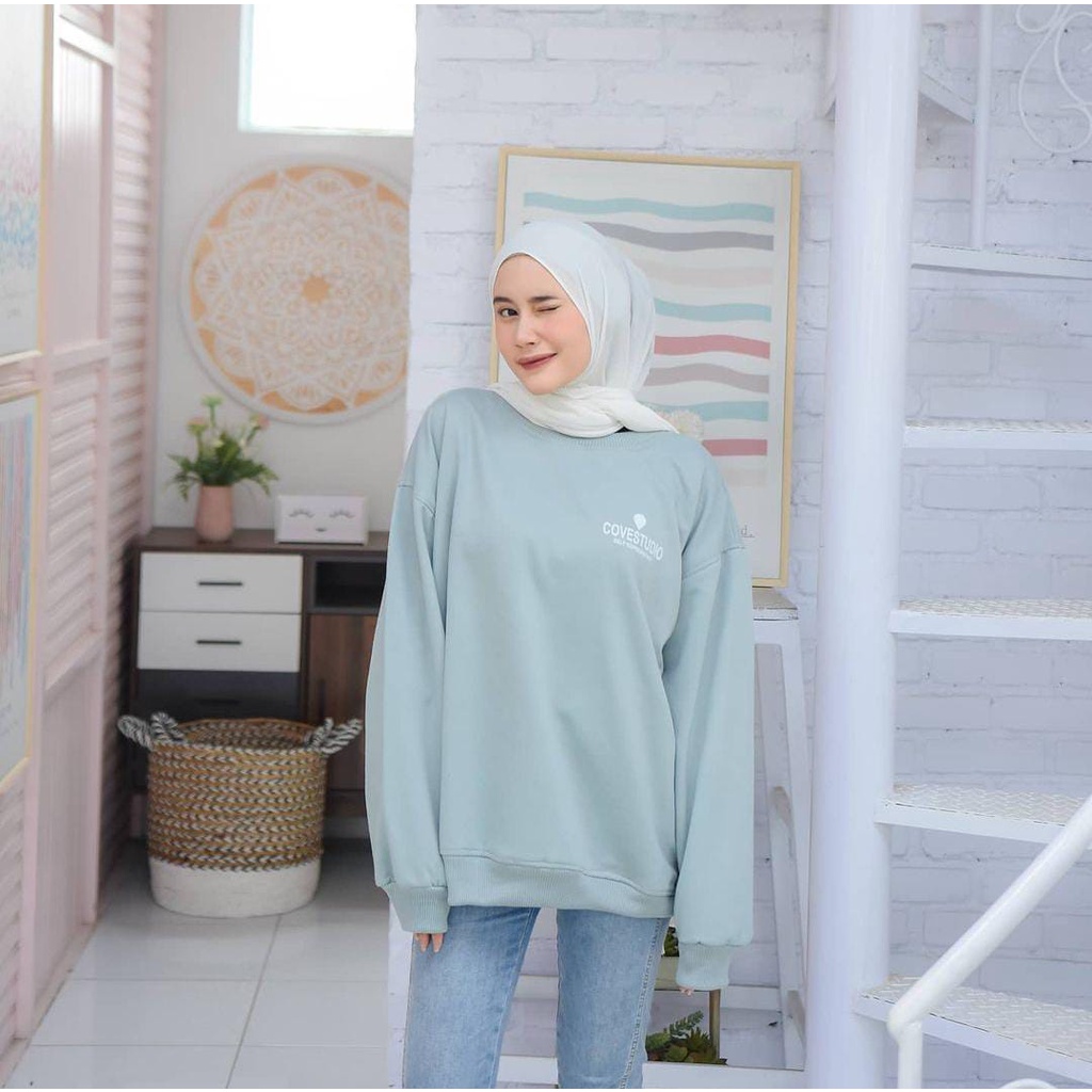 Conves Studio Sweater Hoodie Wanita Bahan Fleece