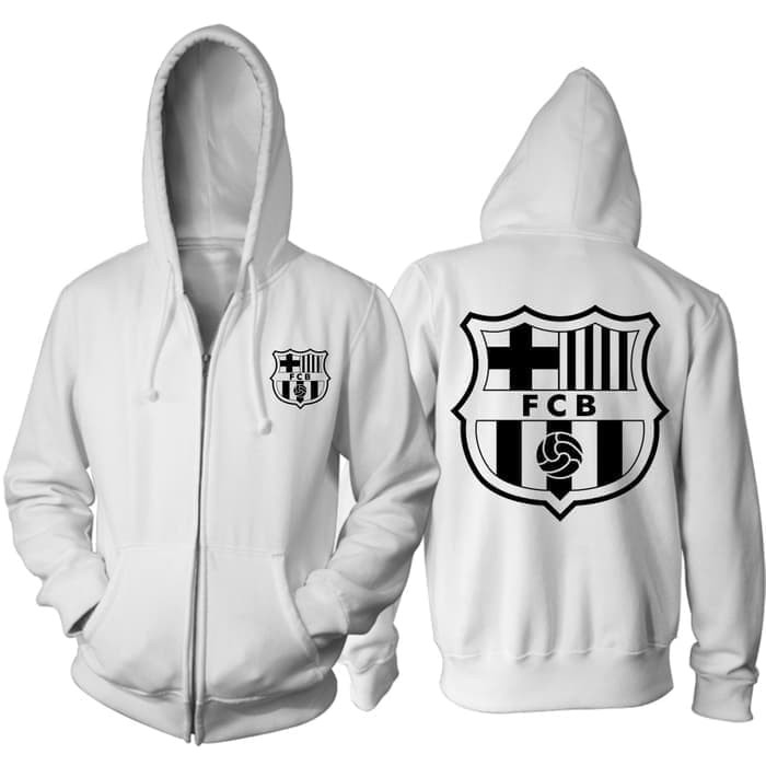 Jaket Hoodie Fleece Resleting Distro BARCELONA FC
