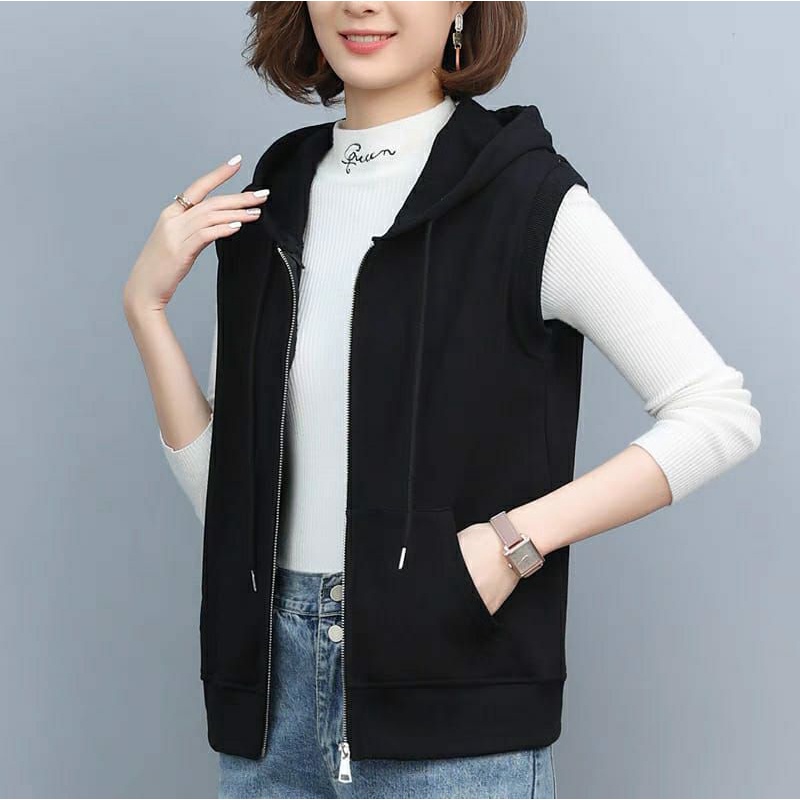 Jaket Rompi hoodie wanita vest distro