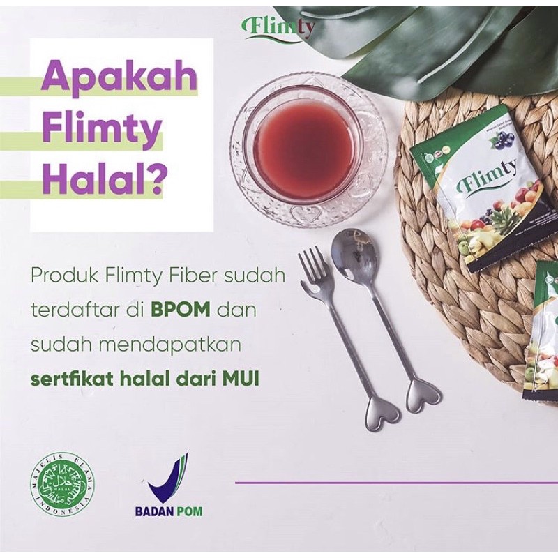 Flimty Fiber Pelangsing Original 1Box = 16 Sachet Diet Detox Antioksidan Penurun Berat Badan BPOM HALAL