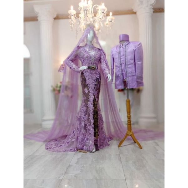couple kebaya & beskap pengantin Lilac