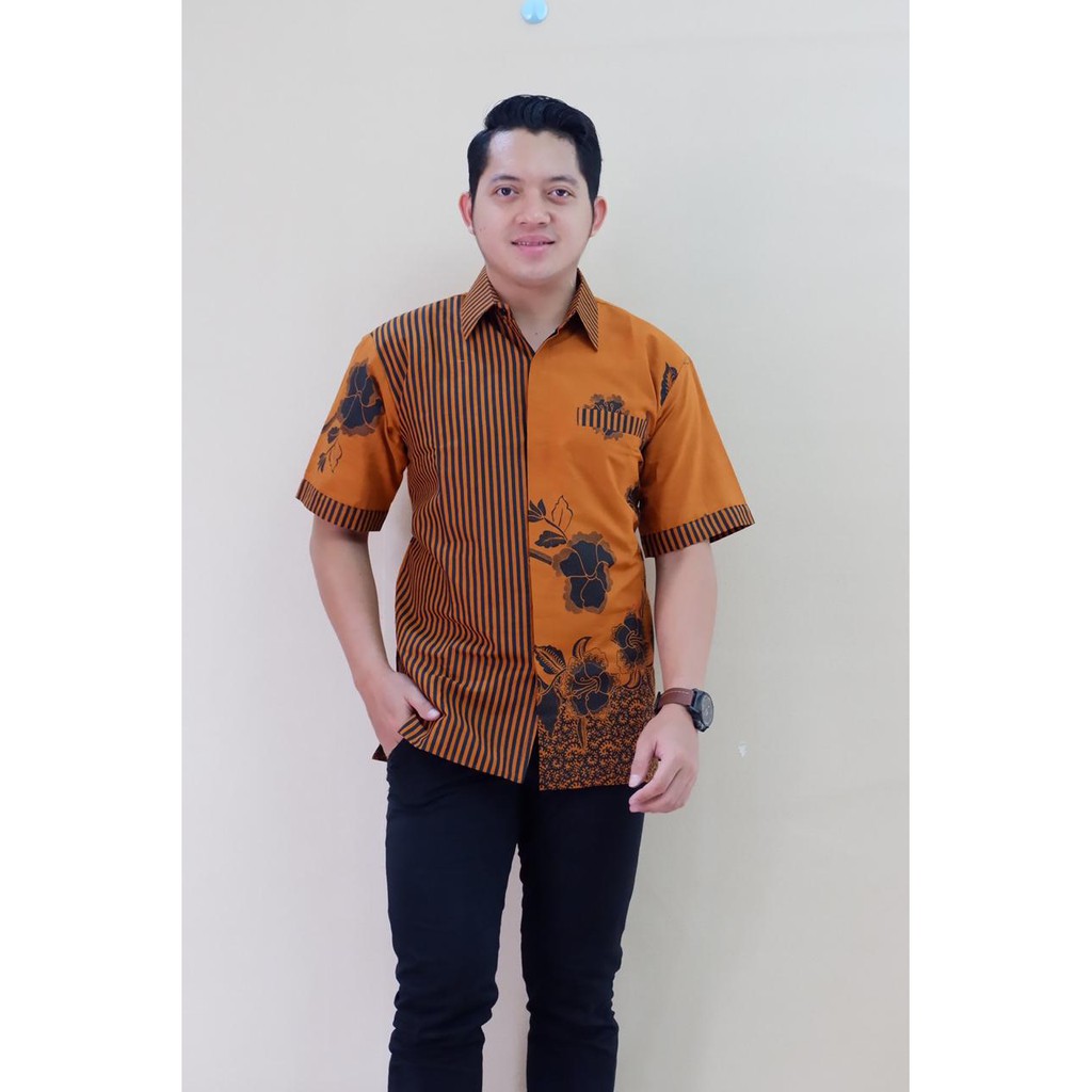 12 MOTIF BATIK PRIA TERBARU S M L XL XXL MBAJU kemeja BSO OFFICIAL ORIGINAL  PENDEK PREMIUM