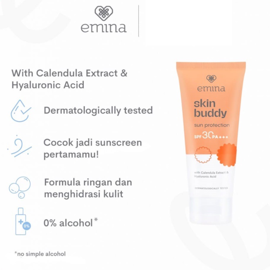 EMINA SKIN BUDDY - SUN PROTECTION SPF 30 PA+++ 60ML BPOM New !!
