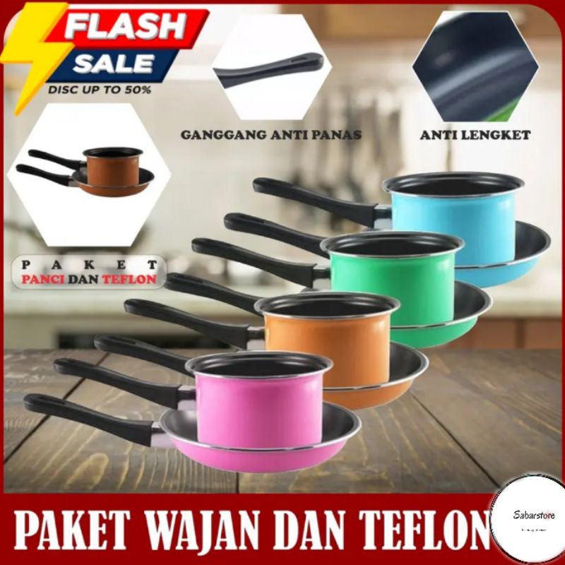 ( TERMURAH ) Mini Panci Set Teflon Fry Pan Dan Panci Susu / Panci Set Teflon Kecil / Panci Dan Teflo