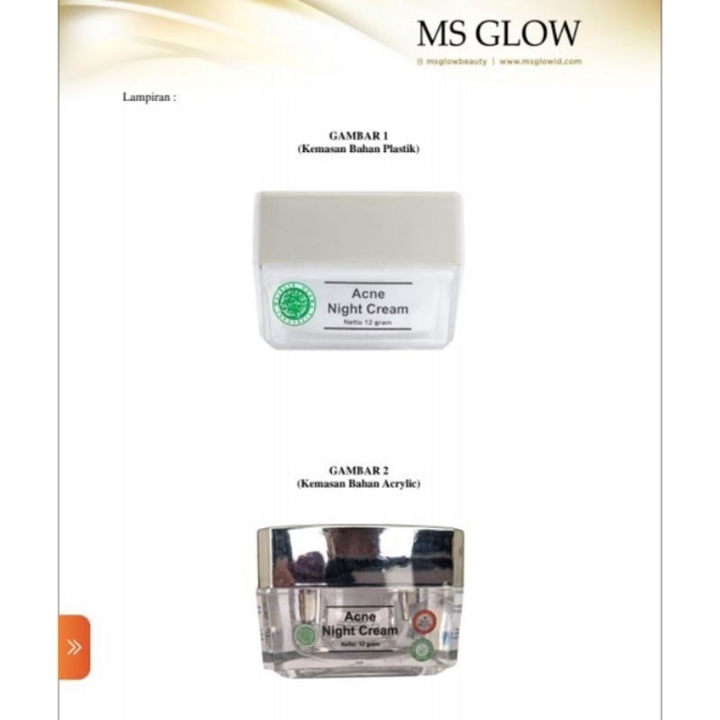 MS GLOW NIGHT CREAM BARCODE TERBARU | NIGHT CREAM WHITE CELL DNA WHITENING ACNE ULTIMATE LUMINOUS ORIGINAL