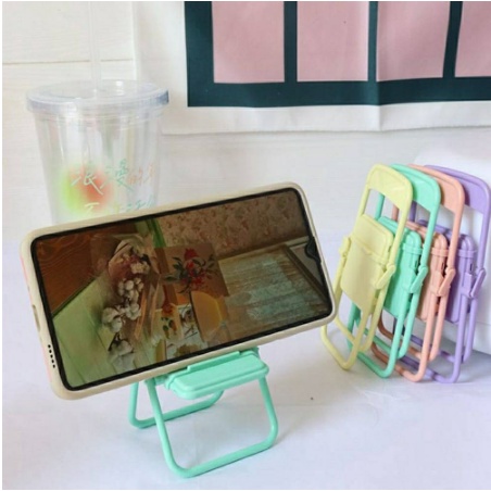 Holder Handphone Miniatur Kursi Mini /  Stand Holder Hp Macaron Model Kursi / Kursi Hp Warna Warni / Kursi Hp Lipat Standing Universal