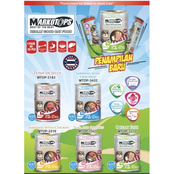 Makanan Kucing Markotops Kaleng 400 gr