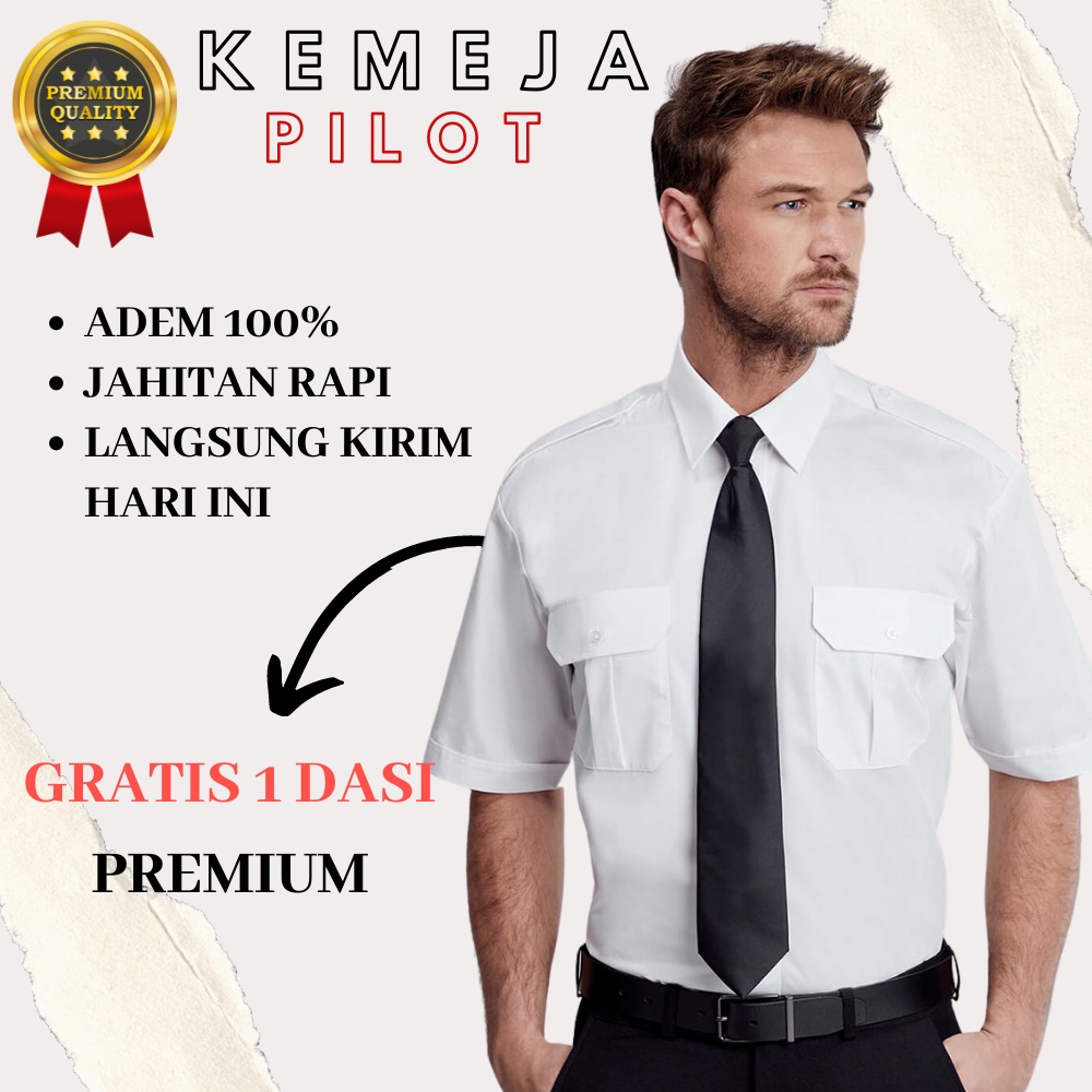 [Bisa COD] OTTI STORE2 Kemeja Pria Seragam Pilot Putih Kemeja Outdoor / Lapangan / Gunung / PDL Leng