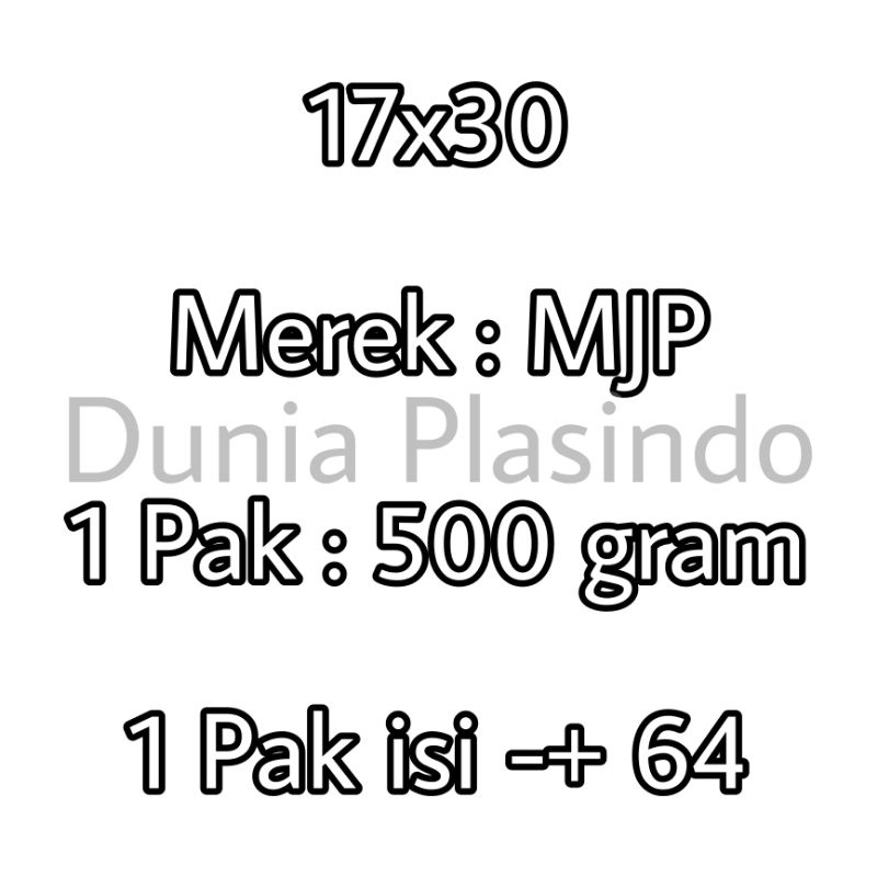 Plastik PP Bening MJP Tebal 0.06 Lebar 17 uk.17x25 17x30 17x35