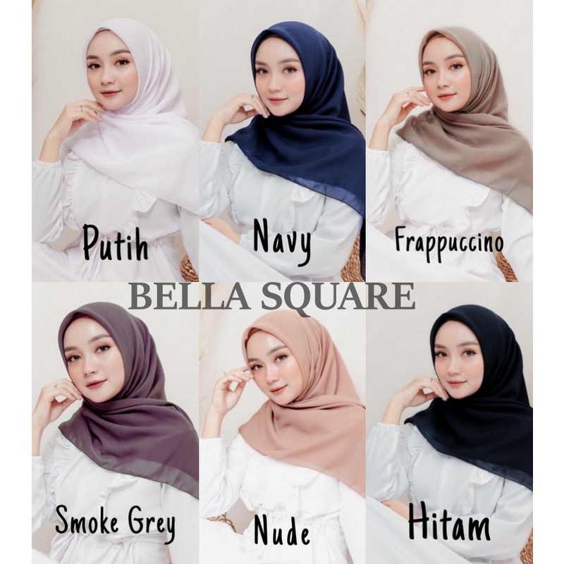 Bella Square Premium Hijab Segi Empat 60 Warna Jilbab Bella Square Jahit Neci Super Premium - Kerudung Segi Empat Polos Bella Square Termurah By Izdihaar.hijab88