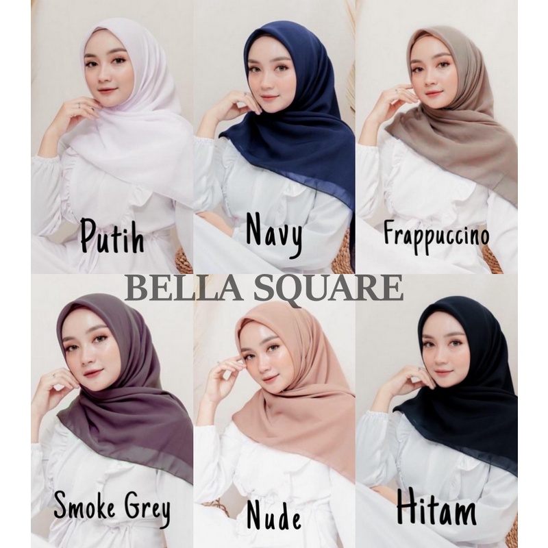 HIJAB BELLA SQUARE  HIJAB POLYCATTON 50 VARIASI WARNA LUCU KERUDUNG WANITA BELLA SQUARE TERLARIS