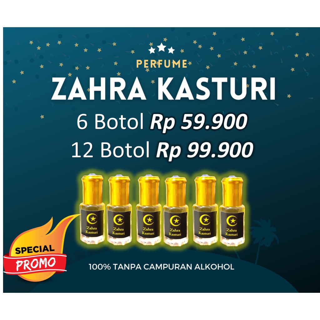 Zahra Kasturi Perfume Original, dari Bibit Parfum Kasturi Kijang import India 100% Non Alkohol