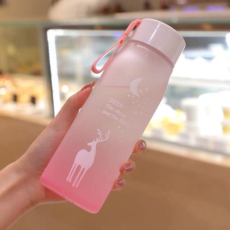 BOTOL DEER DOFF TALI VIRAL 500 Ml Portabel Botol Air Plastik Kreatif Hewan Cangkir [qtop.id]