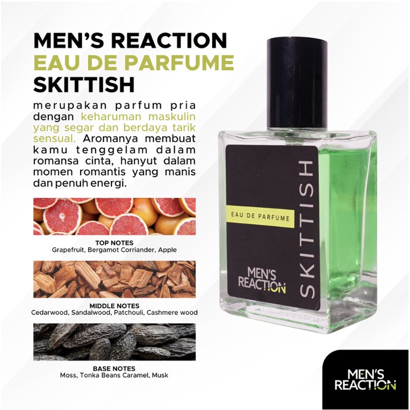 Parfum Men's Reaction Skittish - Parfume Pria Dengan 3 Aroma / parfume pemikat wanita