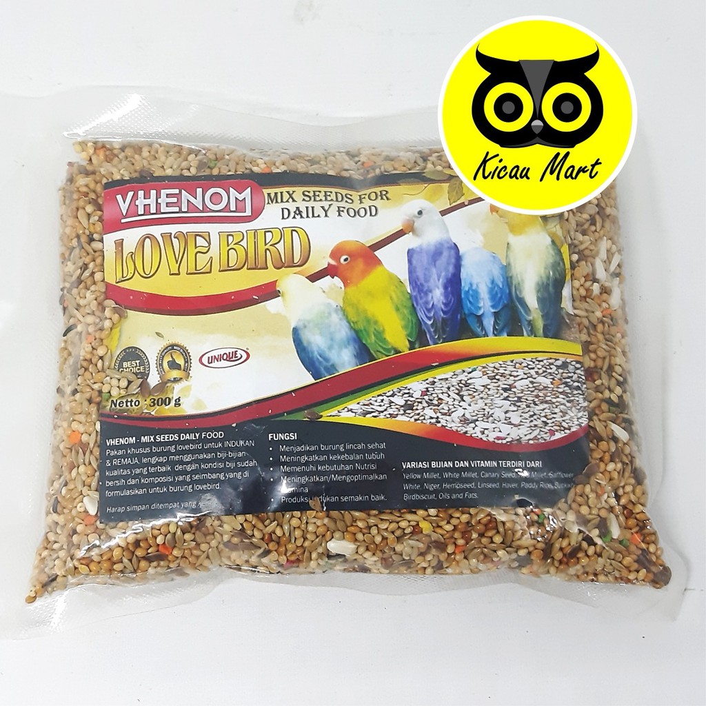 PAKAN MAKANAN HARIAN BURUNG LOVEBIRD BIJI MILET VHENOM MIX SEEDS FOR DAILY FOOD UNIQUE 1 KG VHENOMLB