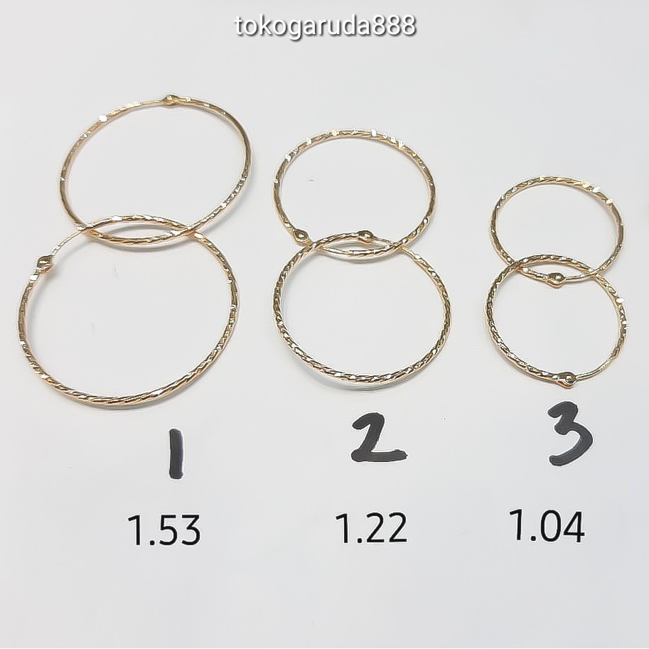 anting bulat merica anak dan dewasa emas asli kadar 700 70% 16k 22 gold ukir dewasa gipsy gipsi giwang hoops padat