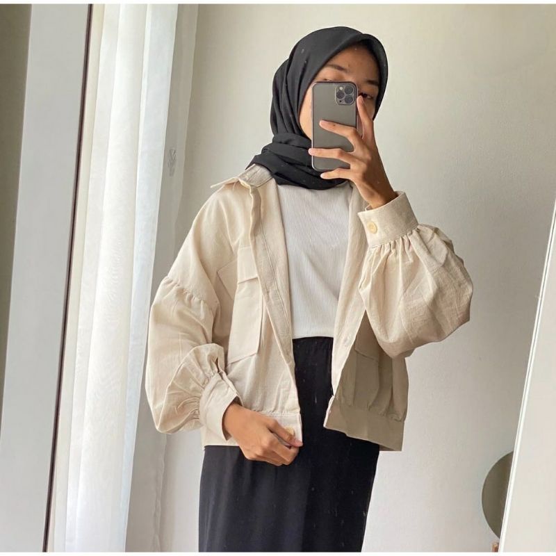 KANZANA LINEN POCKET OUTER - OUTER CROP LINEN