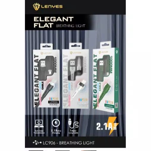 JH KABEL DATA LENYES LC-906V 2.1A V8 / MICRO USB / TYPE C / LIGHTNING KABEL FAST CHARGING LC906V