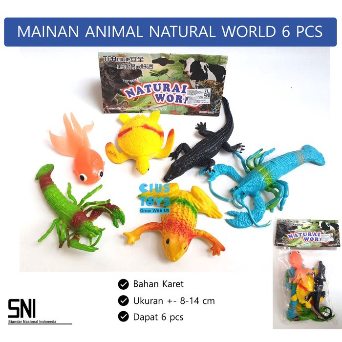 Mainan Anak Figure Binatang Natural World Bahan Karet