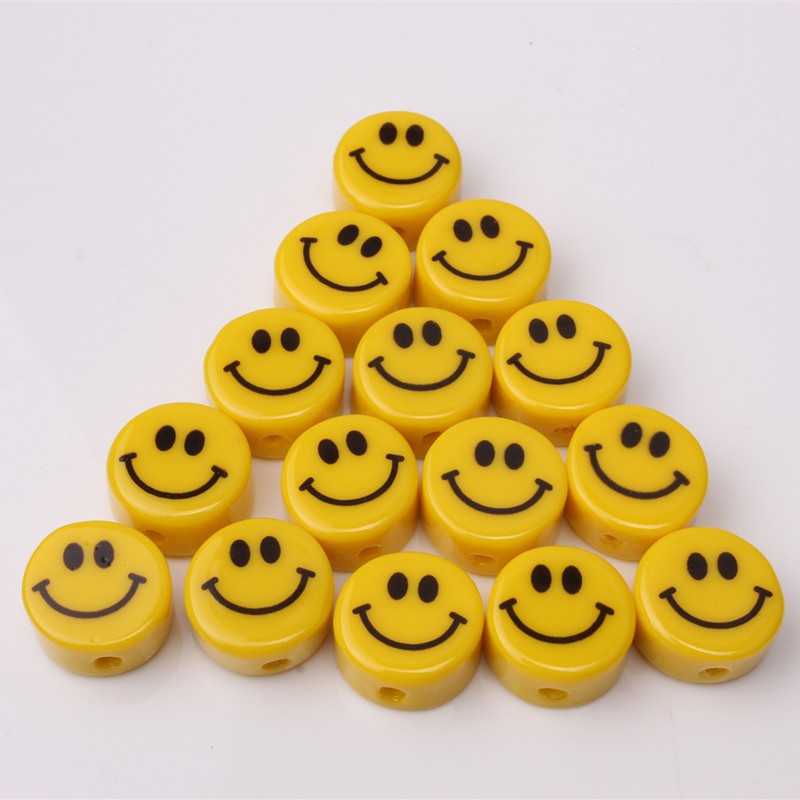 Cartoon Yellow Smiley Ceramic Beads DIY Handmade Beaded Necklace Bracelet Accessories