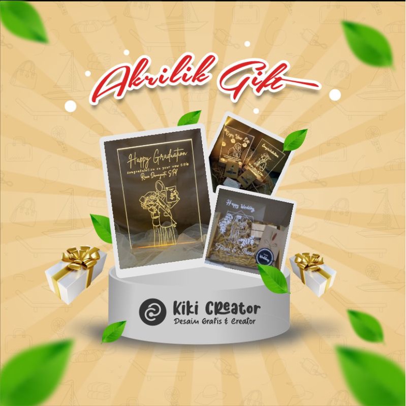 kado spesial Lampu Akrilik Estetik custom lukisan kaca