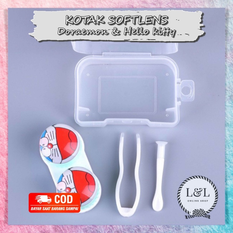 Tempat Soflens Lucu Kontak Lensa Simple Contact Lens Softlens Case 1 Set