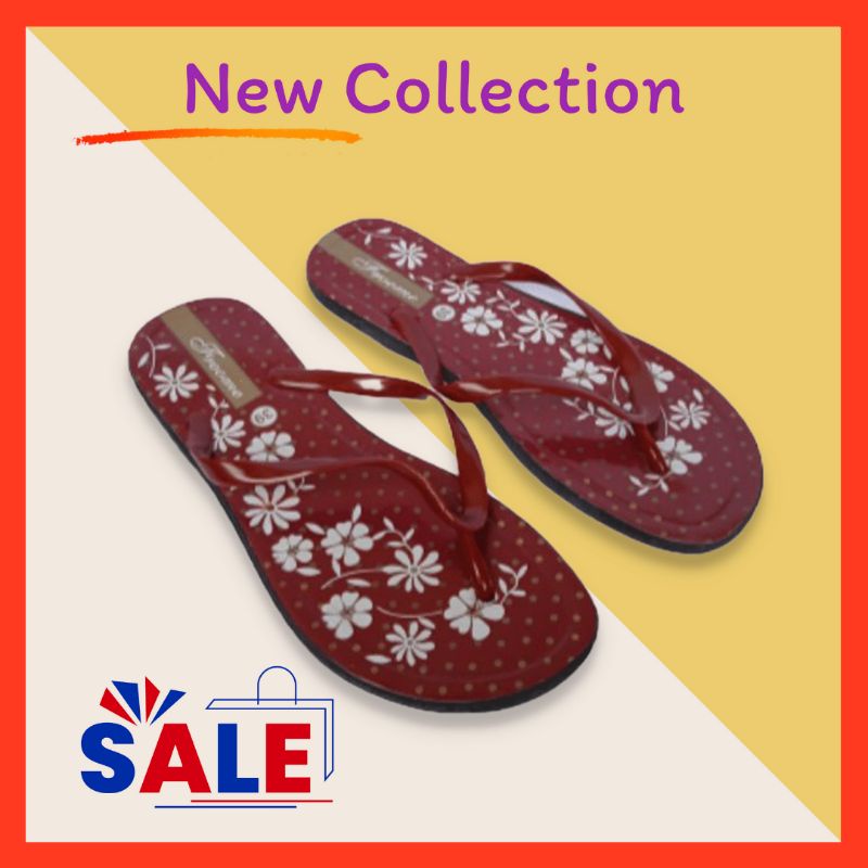 Sandal Jepit Wanita Jelly Glossy Shandy Motif Bunga Motif Batik