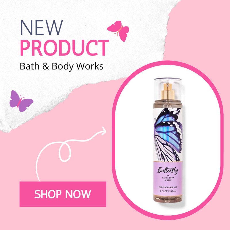 BATH AND BODY WORKS BBW BODY MIST BUTTERFLY - PARFUM BODY MIST WANITA VANILLA ORIGINAL BATH BODY WOR