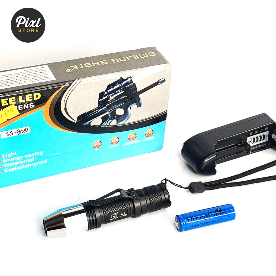 Smiling Shark SS-9031 CREE Q3 LED Senter Polisi Tactical Flashlight
