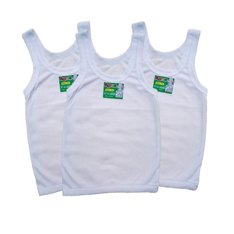 SINGLET ANAK AGREE KIDS SG.810/SG-ST.05/SG-04 HARGA PER 6.Biji SINGLET ANAK PEREMPUAN LAKI-LAKI PUTIH KATUN SERAP KERINGAT