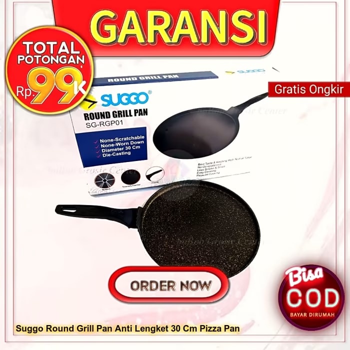 Jual SUGGO Alat Panggang Round Grill Pan 30 Cm Marbel Anti Lengket