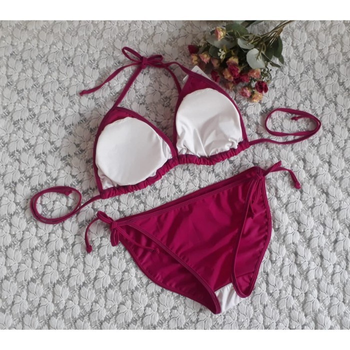Pakaian Renang Wanita 01 - Bikini Pantai Segitiga Magenta