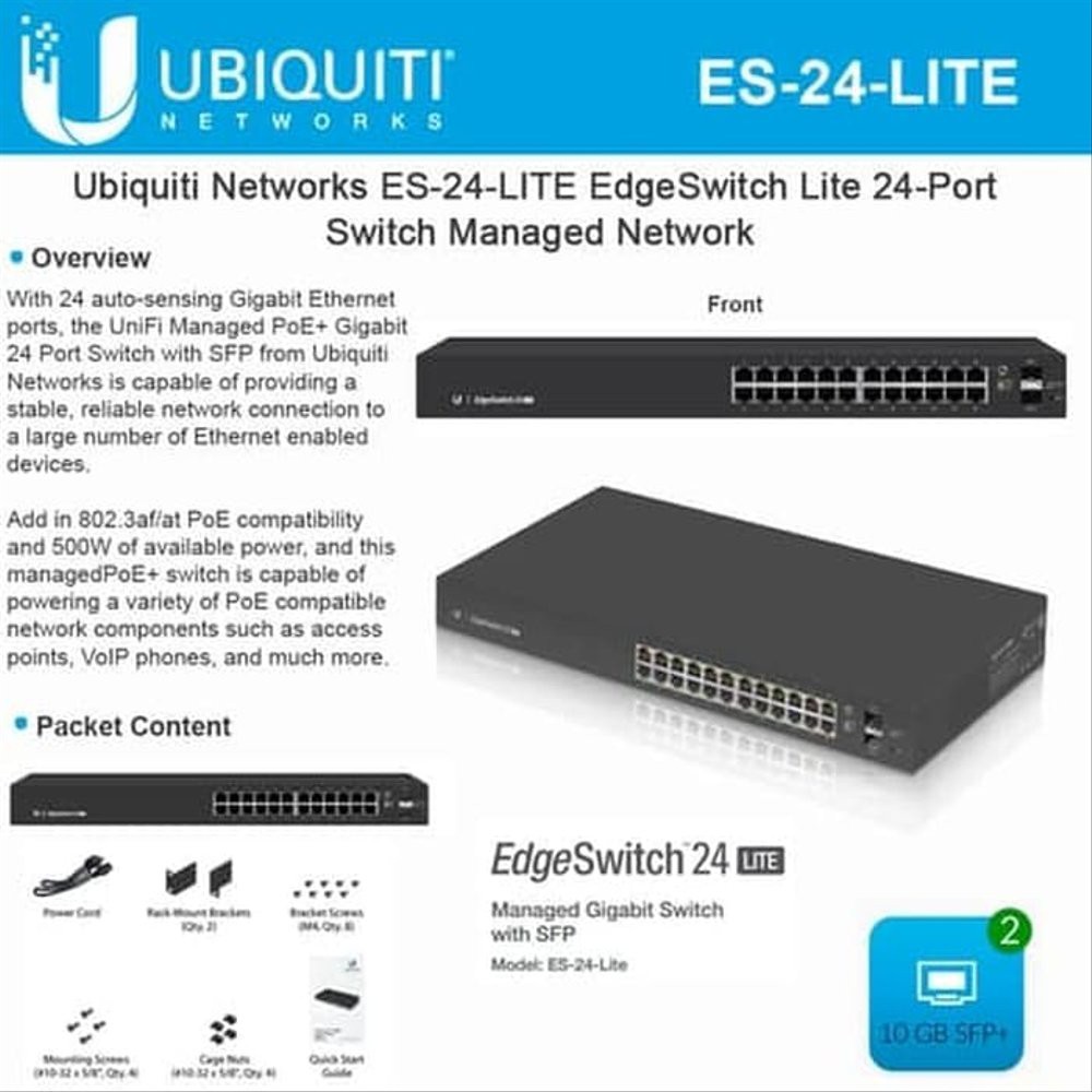 Ubiquiti ES-24-LITE Edge Switch Managed 24Port Gigabit Lite