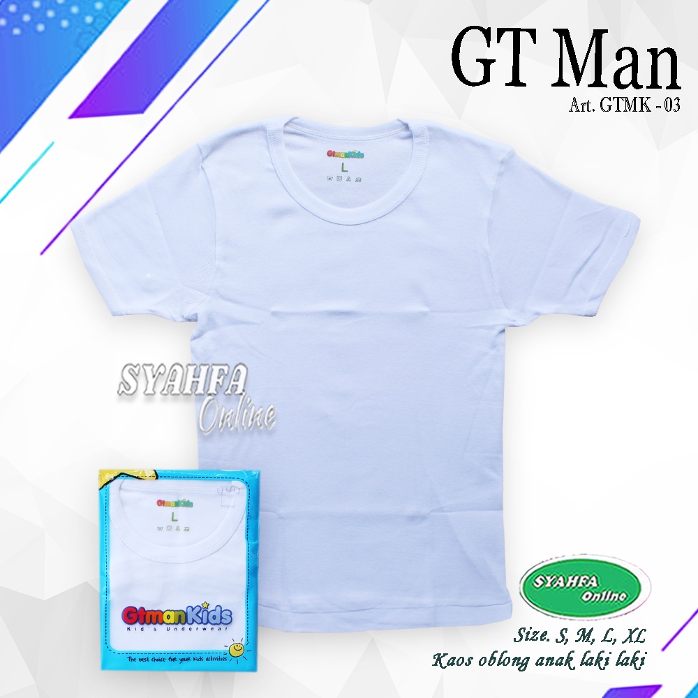 Oblong GT Man Kids GTMK 03 | Kaos Oblong Anak Putih Polos | Kaos Anak GT-Man Kids - Syahfa Online