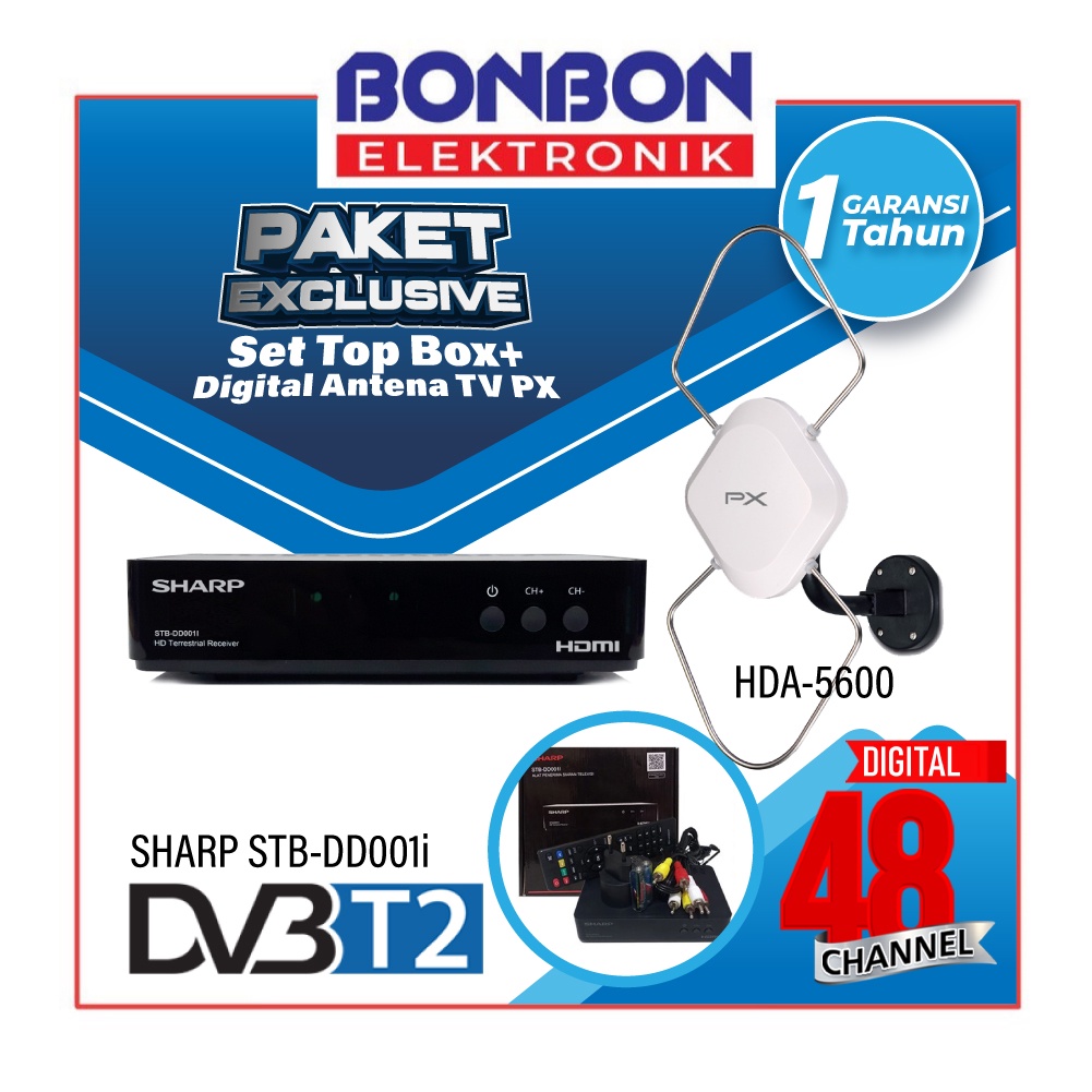 Bundling Sharp Set Top Box STB-DD001i + Antena Digital PX HDA-5600