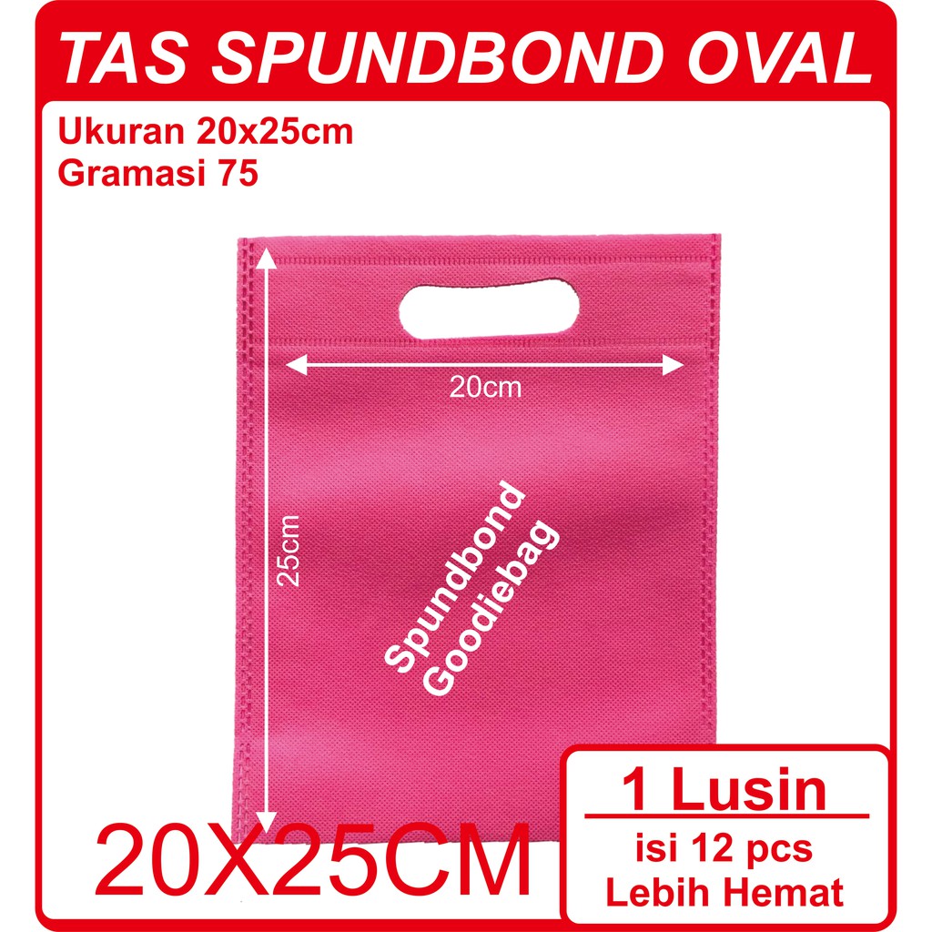 

Kodi Goodie Bag Spunbond Oval Warna Pink 20cm x 25cm / Tas Souvenir
