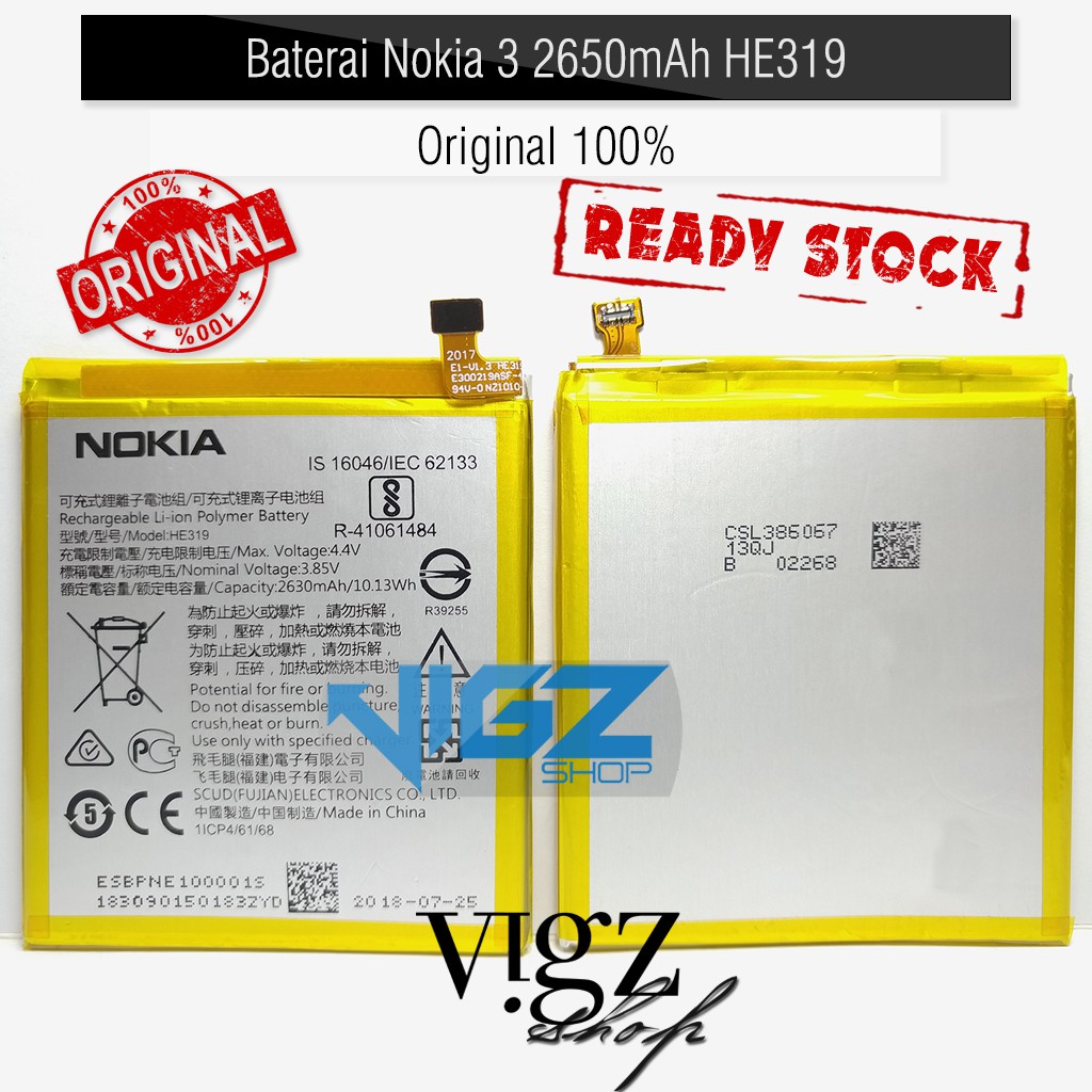 Baterai Nokia 3 HE319 2630mAh Original 100% Battery Batre Batrai