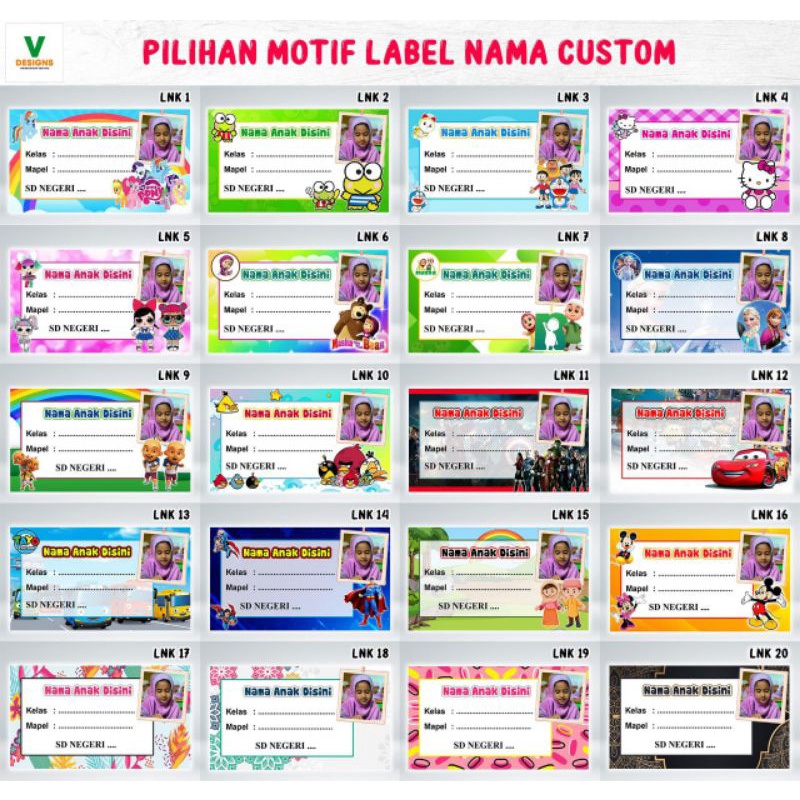 

Stiker lebel buku pelajaran sekolah gelosir 8 cm x 5cm Free Disen
