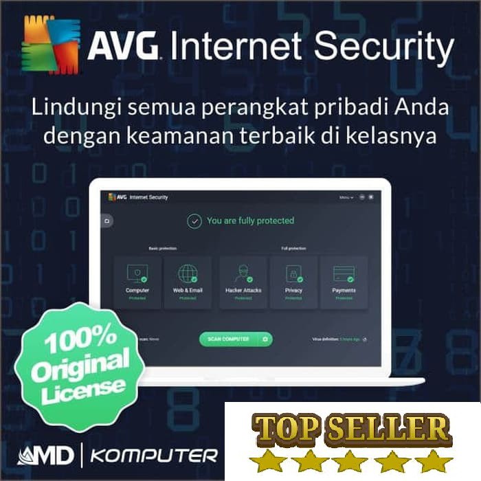 Antivirus AVG Internet Security Terbaru 1PC 2 Tahun. antiransomware Original Terbaru