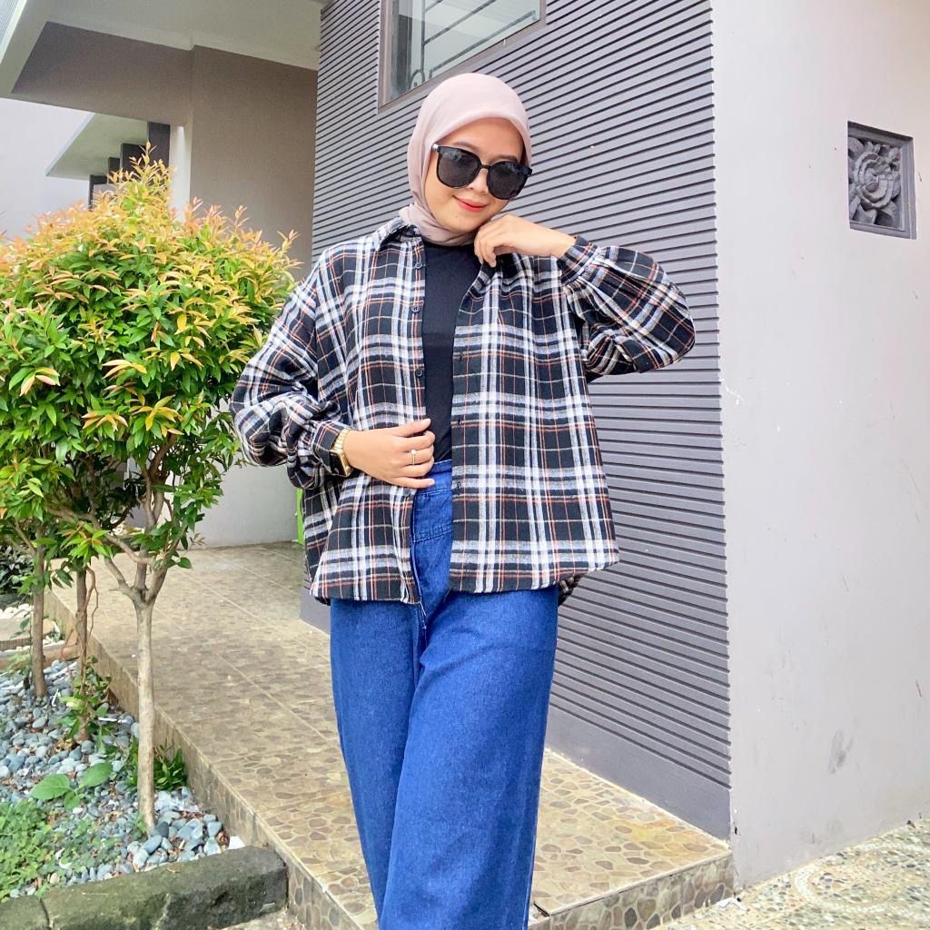 GFS OVERSIZE TARTAN SEMIWOLL SHIRT