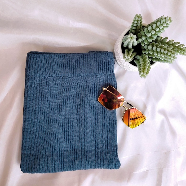CoD - Rok Span Rajut Premium -Terlaris - Rok Panjang Wanita Terbaru - Rajut Long Skirt - Rok Panjang-Blue