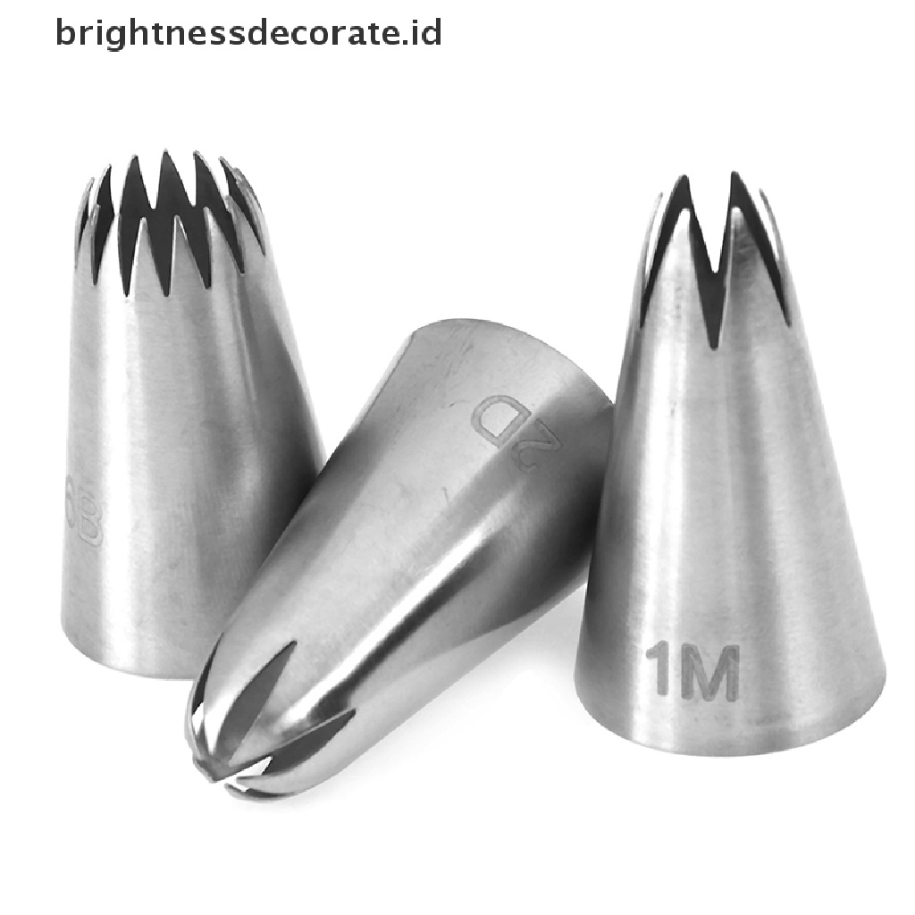 Set 5pcs Ujung Mulut Pipa Icing Bahan Stainless Steel Untuk Membuat Cupcake