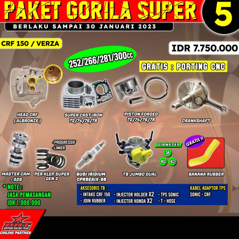 paket gorila super brt honda crf