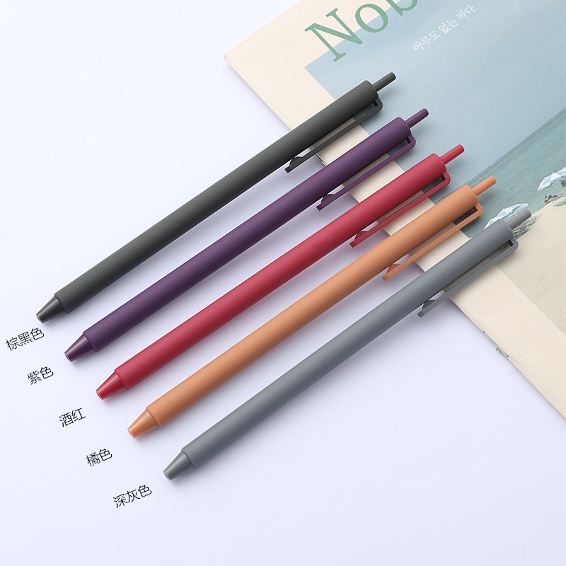 5pcs Simple Retro Color Press Pen Bullet Gel Pen for Student Office Gel Pen Macarons Pens Gift Set