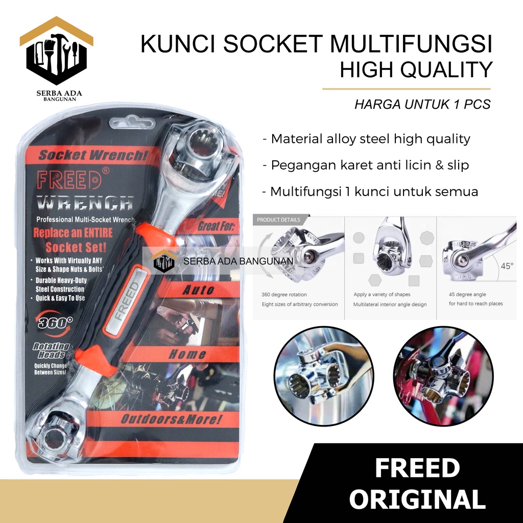 KUNCI SOCKET PAS UNIVERSAL MULTIFUNGSI WRENCH 48 IN 1 FREED