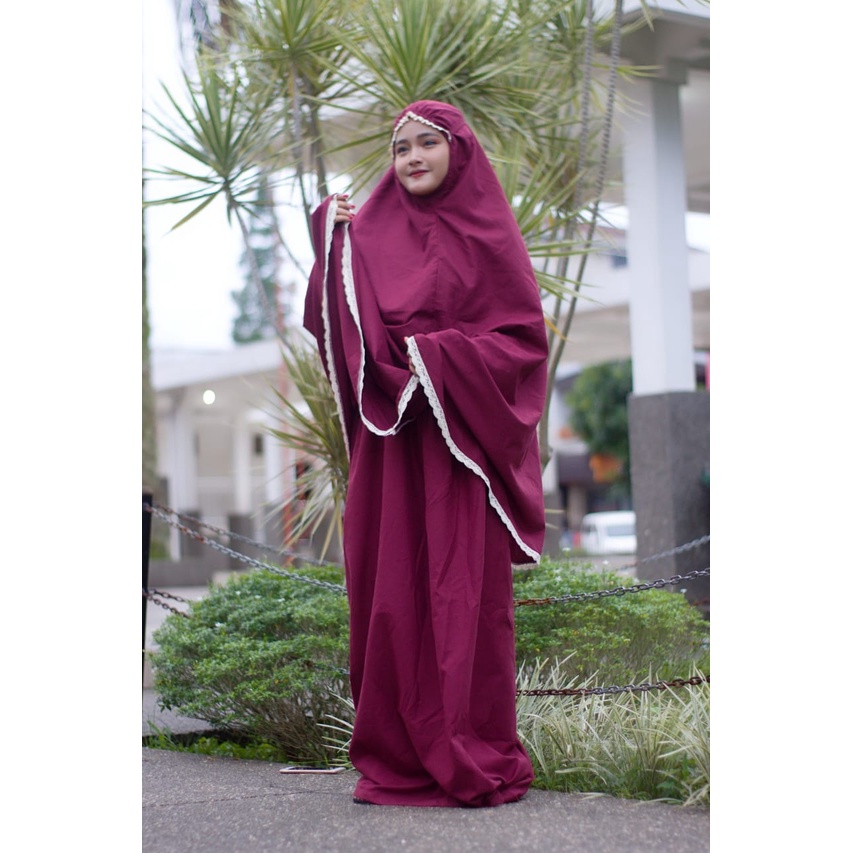 Mukena Mukenah Dewasa Polos Jumbo Telekung Bali Traveling Travelling Travel Bahan Katun Adem