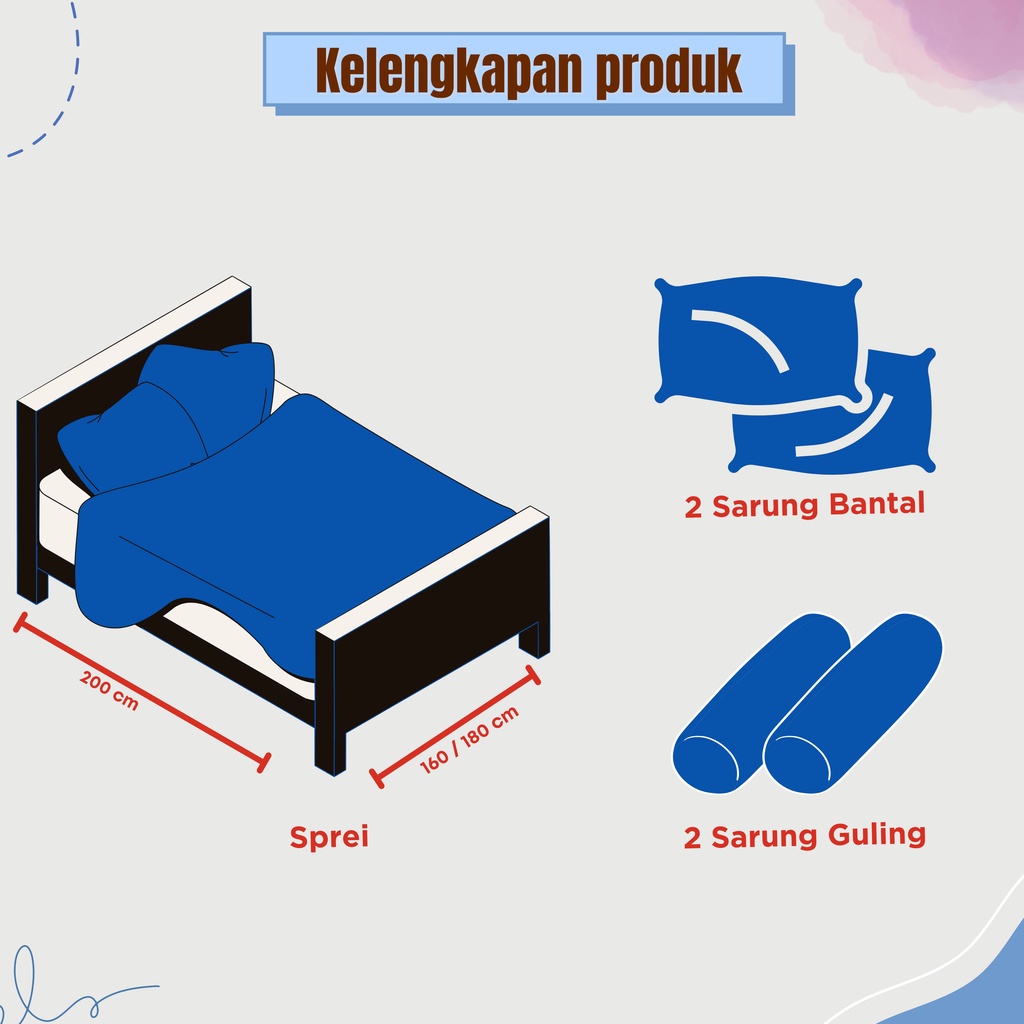 MURAH!!! - Sprei Motif Double King 180x200cm &amp; Queen 160x200cm - Tinggi 20cm - Kotak Aesthetic - Minimalis - Homemade - Seprei