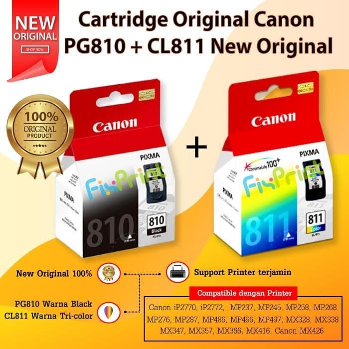 SET Tinta Cartridge Canon PG810 & CL811 original Printer IP2770 MP287 FSB1170