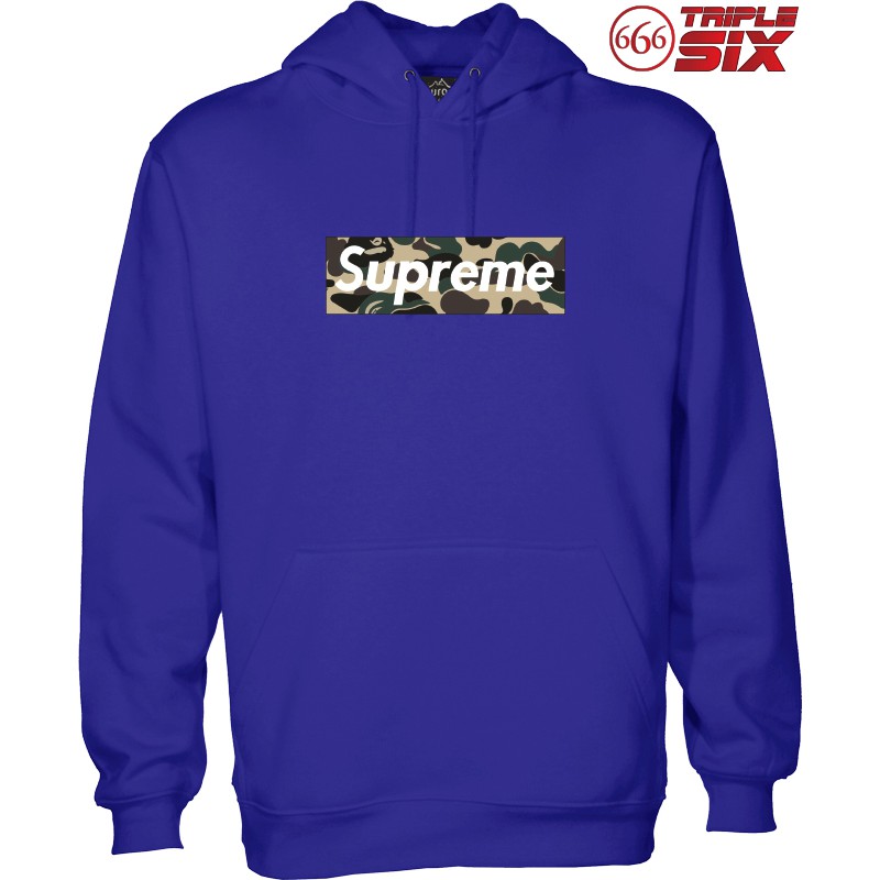 Jaket Hoodie Supreme Camouflage Camo - Biru